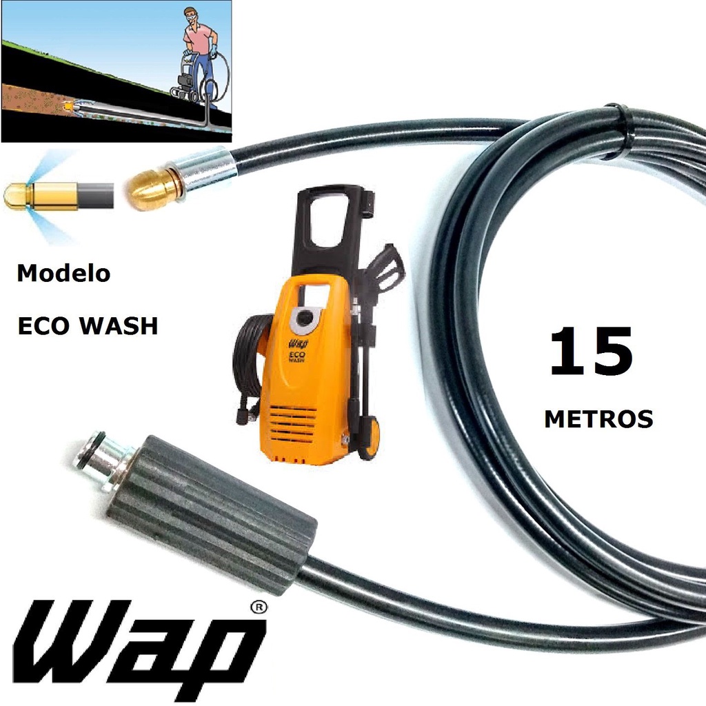 Mangueira desentupidora de tubulação WAP - 15 Metros - Wap ECO WASH