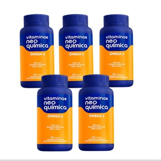 Kit C/5 Suplemento Vitamínico Ômega 3 Neo Química EPA 540mg + DHA 360mg C/60 Caps.