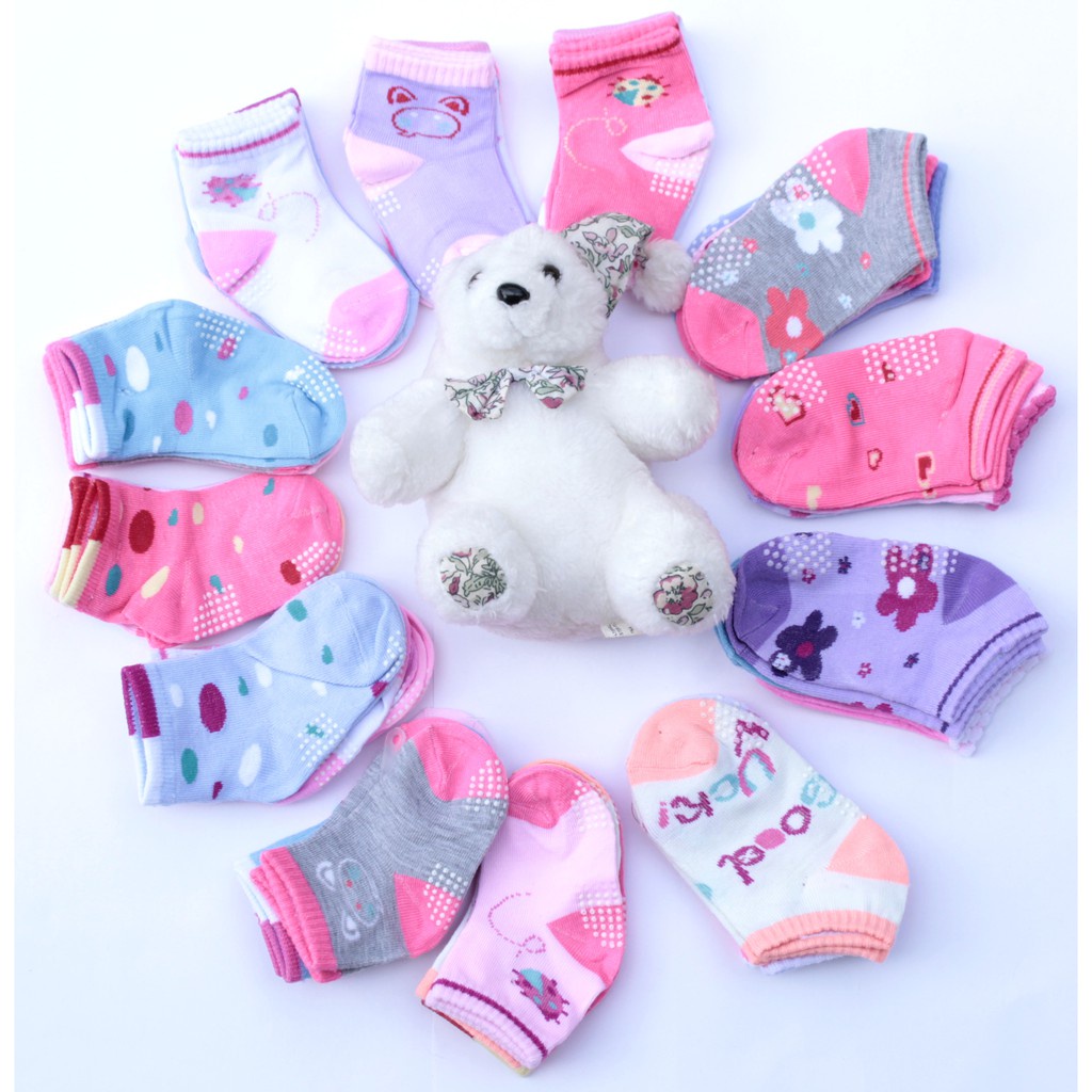 KIT 12 PARES de Meia Bebê MENINA E MENINO 0-24meses w03 em Oferta na Shopee