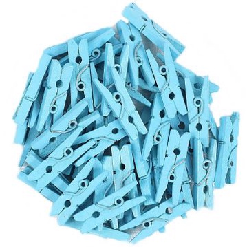 Mini Prendedor de Madeira Azul Claro 3,5cm - 50 Unidades - Rizzo Distribuidora em Oferta na Shopee