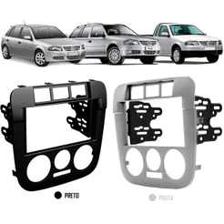 Moldura De Painel 2 Din Vw Gol Saveiro Parati G4 Preto e Prata