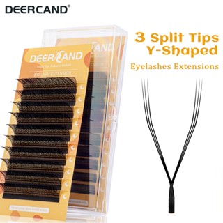 DEERCAND YY Extensão De Cílios Em Forma De , 3 Pontas Divididas , Pestana Macia BASF , Cachos D DD Feitos À Mão , Alta Qualidade , Ventilador De Volume , 3D