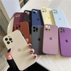 (Novo) Capa De silicone Líquido De Alta Qualidade Para iPhone 18 17 16 15 14 13 11 12 Pro Max Protetor De Câmera Macio