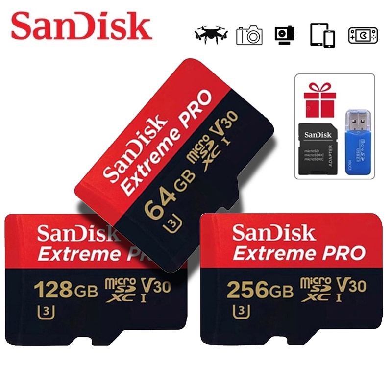 SanDisk Extreme PRO Cartão SD Miniatura 512G 256GB 128GB 1TB Memória Para Telefone Celular 64GB 32GB 16GB 8GB Adequado Cartões De Computador Câmera wifi TF Micro De MP3 MP4 Tacógrafo