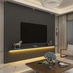 Painel para TV Ripado com LED Nobre 230 Grafite - Gelius