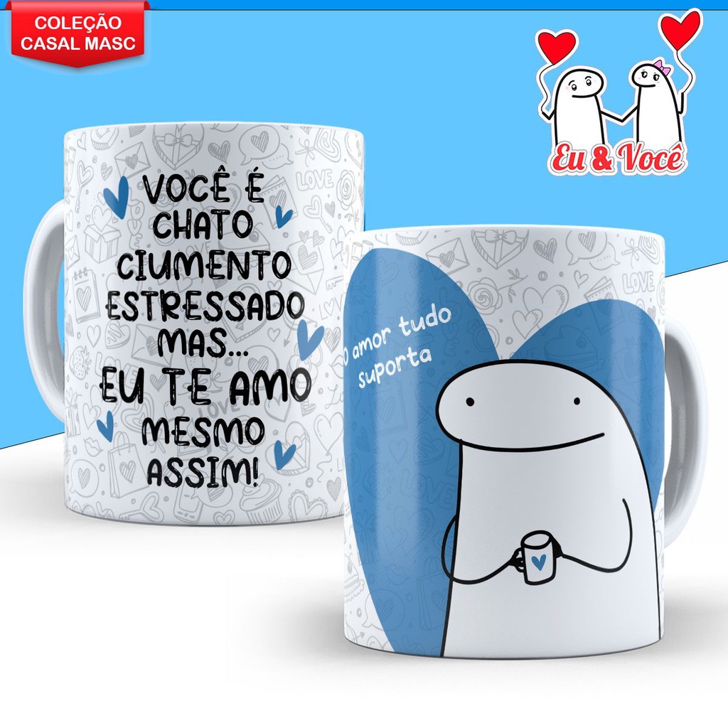 Caneca Casal Dia dos Namorados Presente Namorado Namorada Flork Meme Divertida Lembrancinha Homem Cesta Xicara 325ml