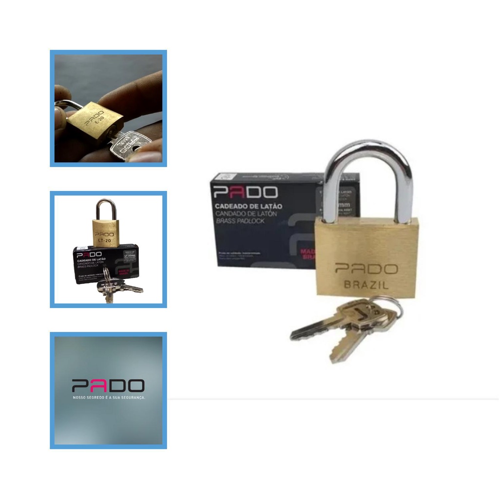 Cadeado Pado Pequeno Armário Mala Corrente Latão 20mm