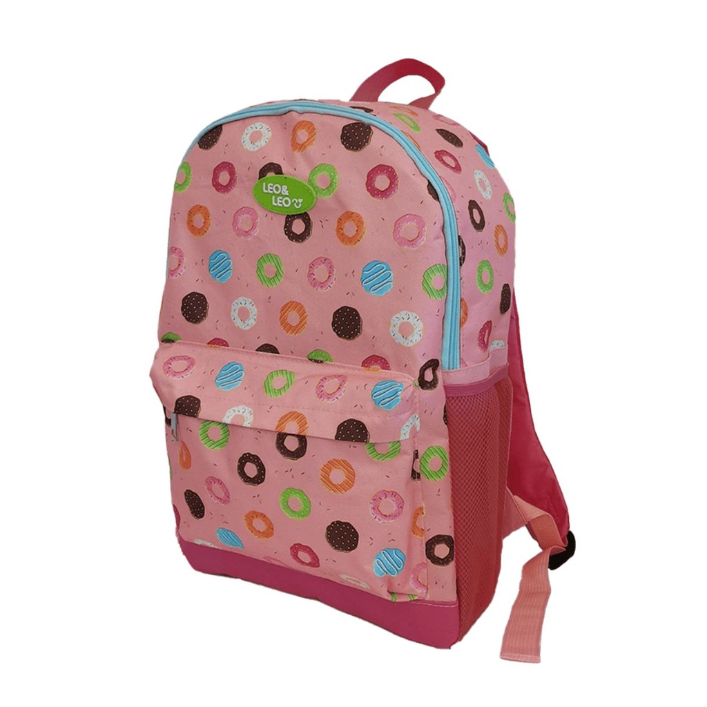 MOCHILA ROSA ESCOLAR INFANTIL REFORÇADA MENINA DONUTS 43CM - LEONORA
