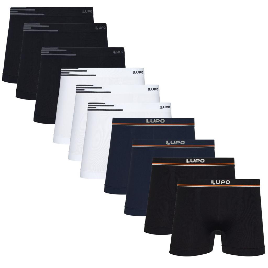 Kit 10 Cueca Boxer Masculina Lupo Microfibra Sem Costura Atacado