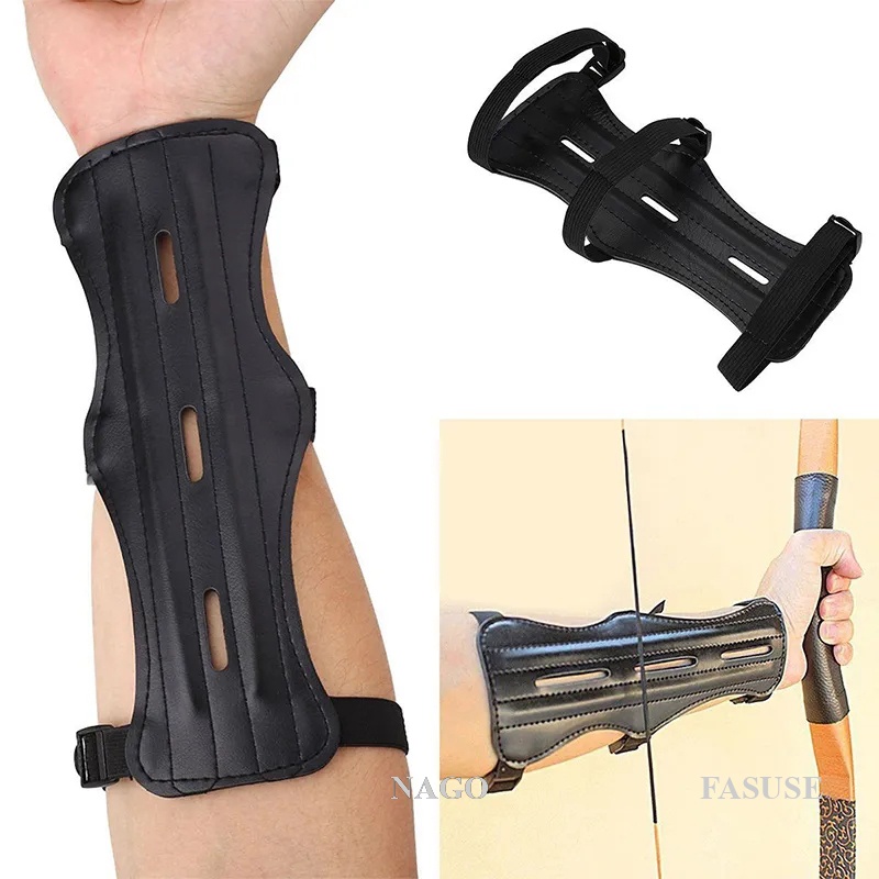 NAGO Equipamento De Couro Tiro Com Arco Proteção Do Braço Antebraço Flecha De Caça Ajustável Acessórios De Treinamento De Protetor