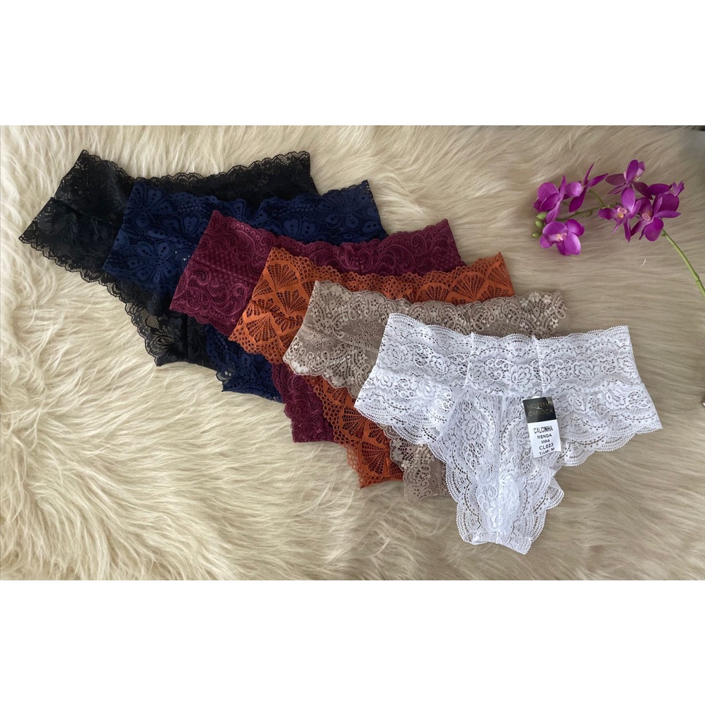 Kit 3 Calcinhas Tanga Sem Elástico Que Não Marca Sexy de Renda Cl023 em Oferta na Shopee