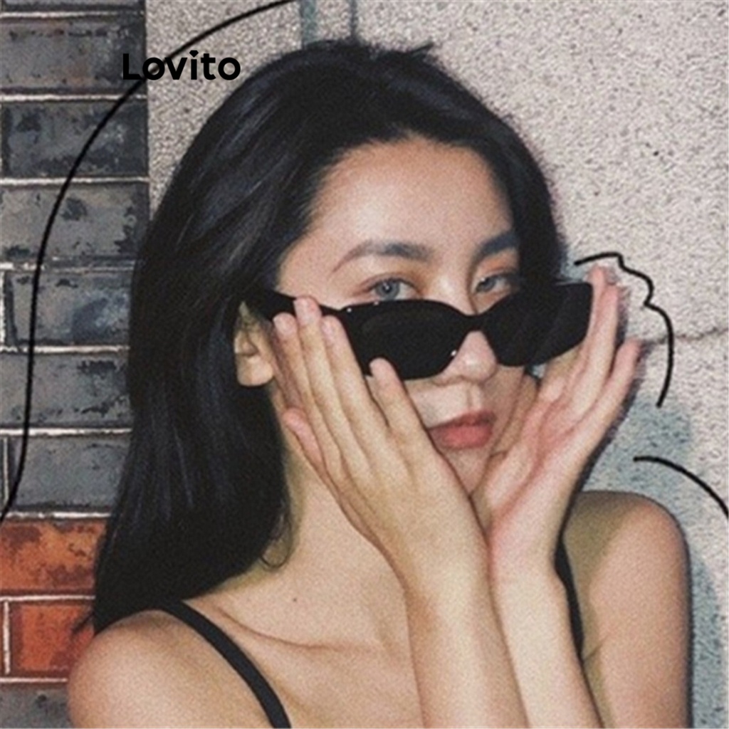 Lovito Óculos de Sol Quadrados Básicos para Mulheres L60AD106 (Amarelo/Preto)