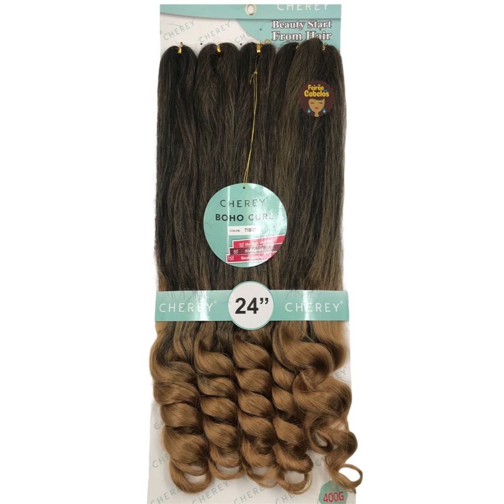 Cabelo Jumbo Boho Curl Fibra 400g Para Crochet Braids 60cm Cor T1B/27 - MEL