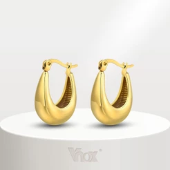 Brinco Vnox 18K Gold Em Forma De U Aço Inoxidável Hipoalergênico Para Mulher