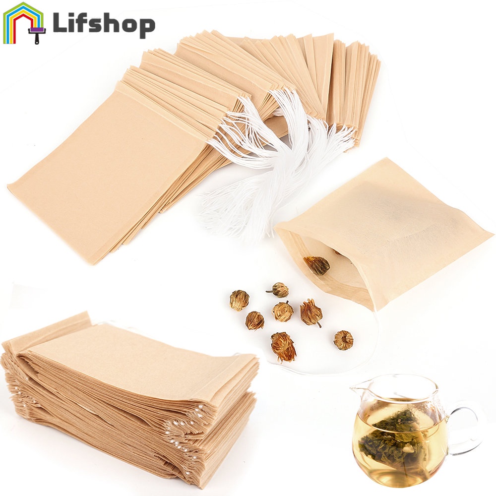 [HOT] 100pcs Sacos De Filtro De Chá Descartáveis Para Soltos Papel De Polpa De Madeira Biodegradável Infusor De Saquinho
