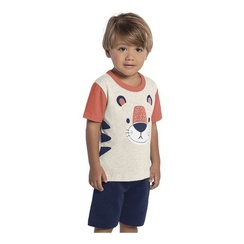 Conjunto Infantil Criança Menino Short + Camiseta Tigre
