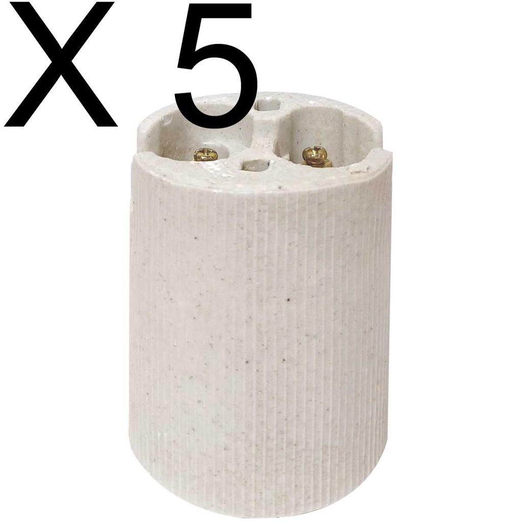 KIT 5 RECEPTACULO BOCAL SOQUETE E40 PORCELANA PARA LAMPADA