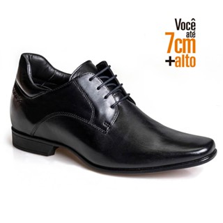 Sapato Social Couro Rafarillo Masculino Cadarço Salto 7cm