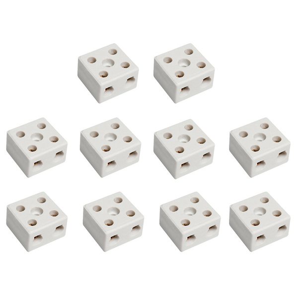 Conector de Porcelana 16mm 2 Polos 50A - 600V 10 Peças Thompson