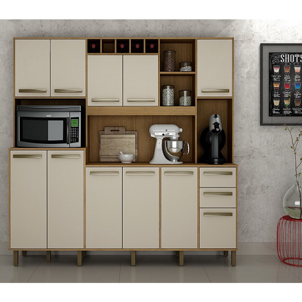 Armário de Cozinha Petra 11 Portas e 02 Gavetas Valdemóveis em Oferta na Shopee