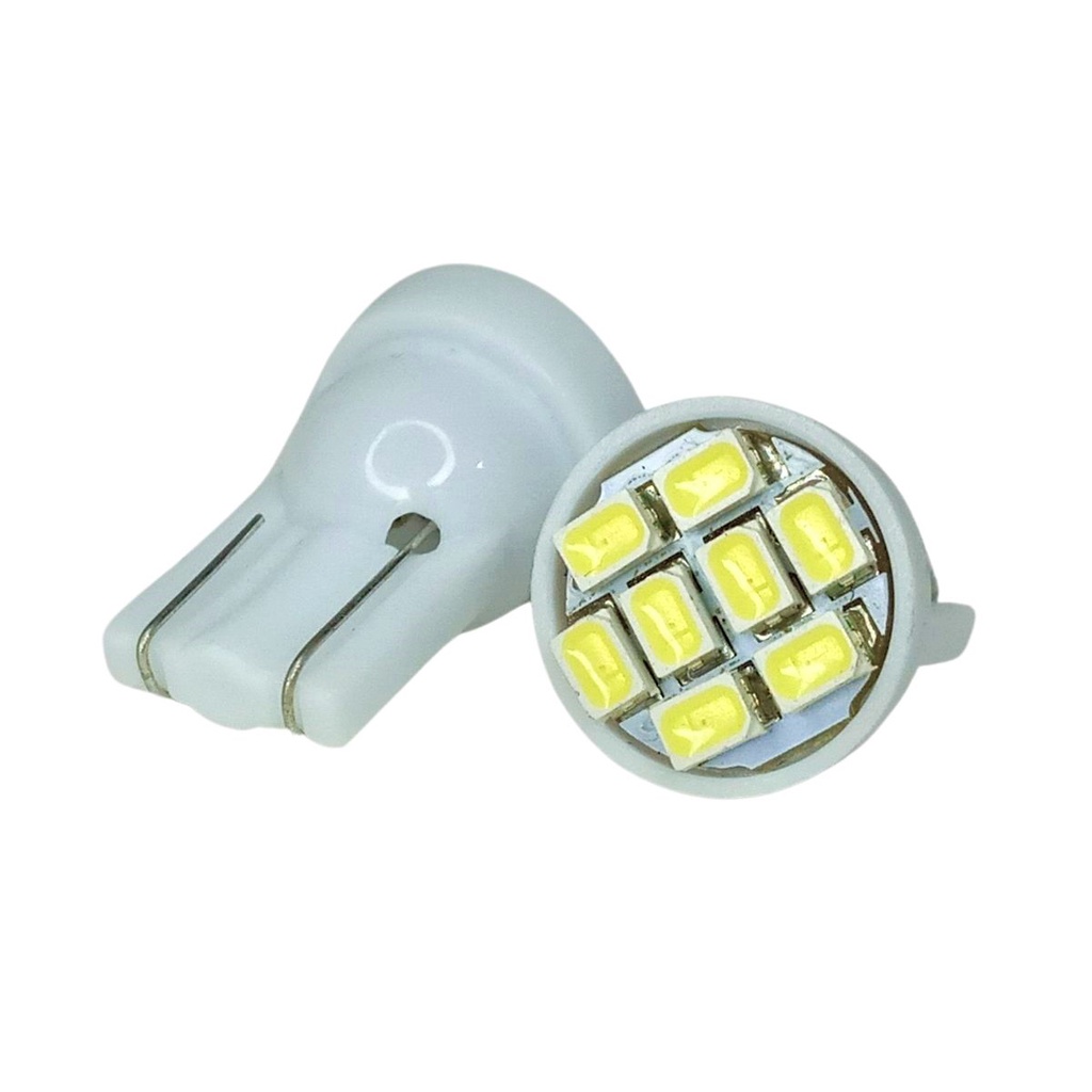 Kit 20 Lampadas T10 8 Leds Luz Super Branca Pingão 6000k 5w 12v Farol Placa Porta Luva Lanterna Farolete
