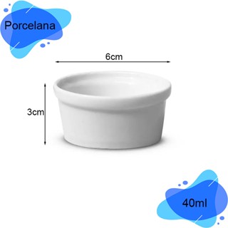 Kit com 24x Ramekin Porcelana Branca 40ml Restaurante Liso