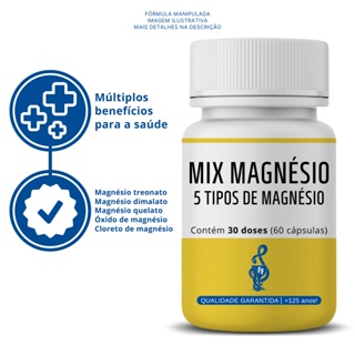 Mix de Magnésio 30 doses - ( Treonato, Dimalato, Quelato, Óxido, Cloreto PA )