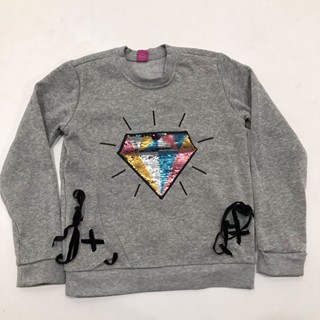 Blusa de Frio Moletom Diamante Colorido Infantil Juvenil Feminina S/ Zíper