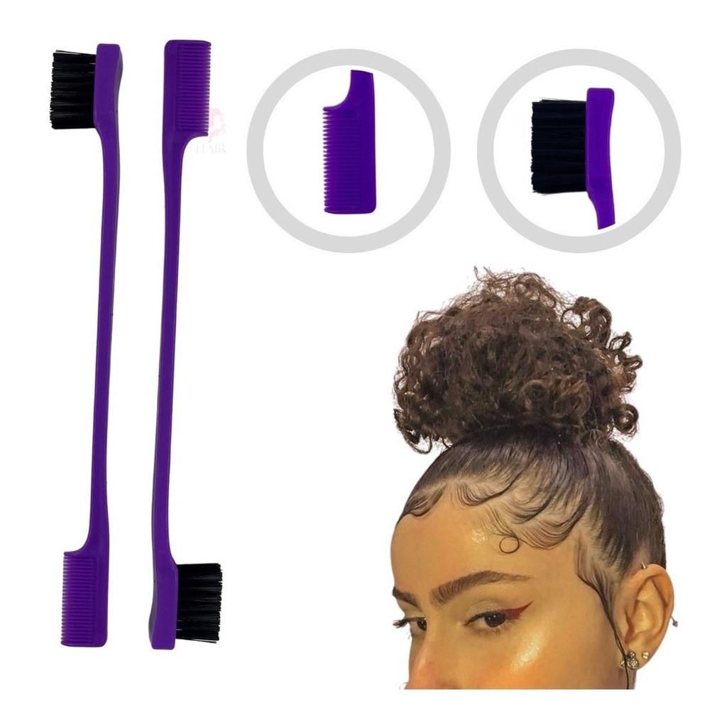 Pente Para Cabelos e Escovinha Para Baby Hair 2 Em 1
