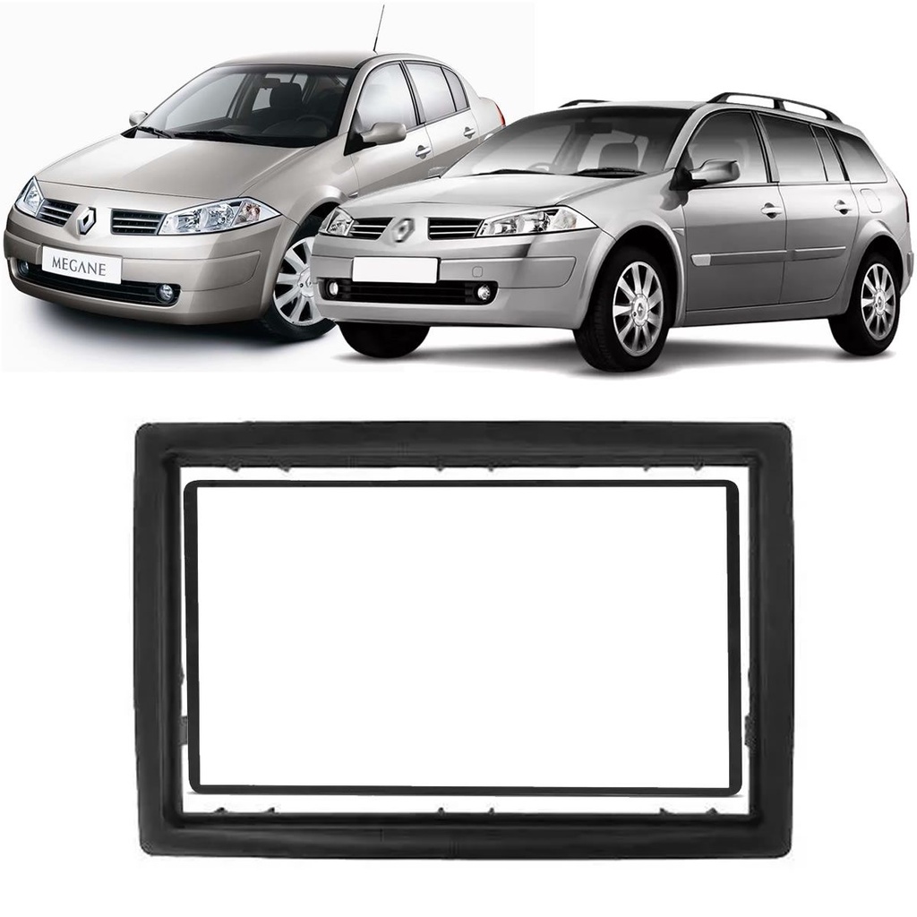 Moldura De Painel 2 Din Renault Megane e Megane Grand Tour 2007 até 2012 Preta