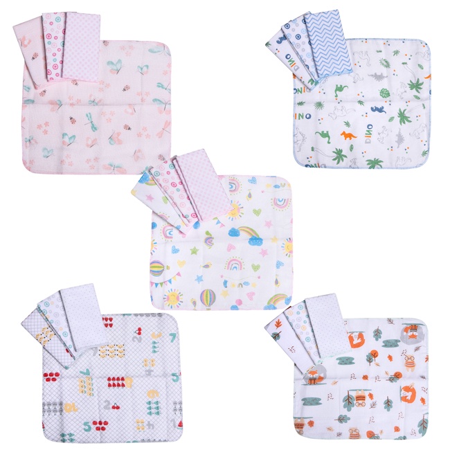 Fralda de Boca Paninho de Boca Babete Fraldinha de Boca Para Bebê Com 4 Un Estampado - Papi em Oferta na Shopee