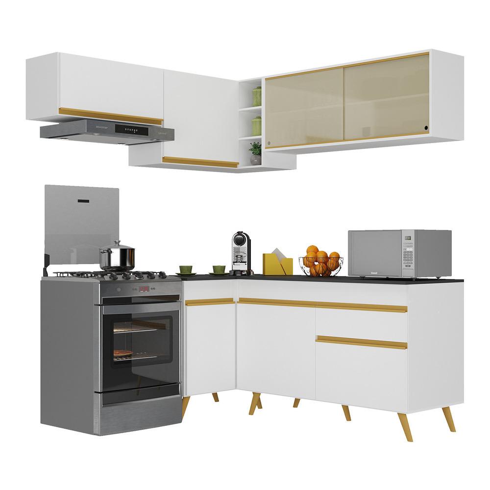 Cozinha Completa de Canto Veneza GW Multimóveis MP2059 com Armário e Balcão Branca em Oferta na Shopee