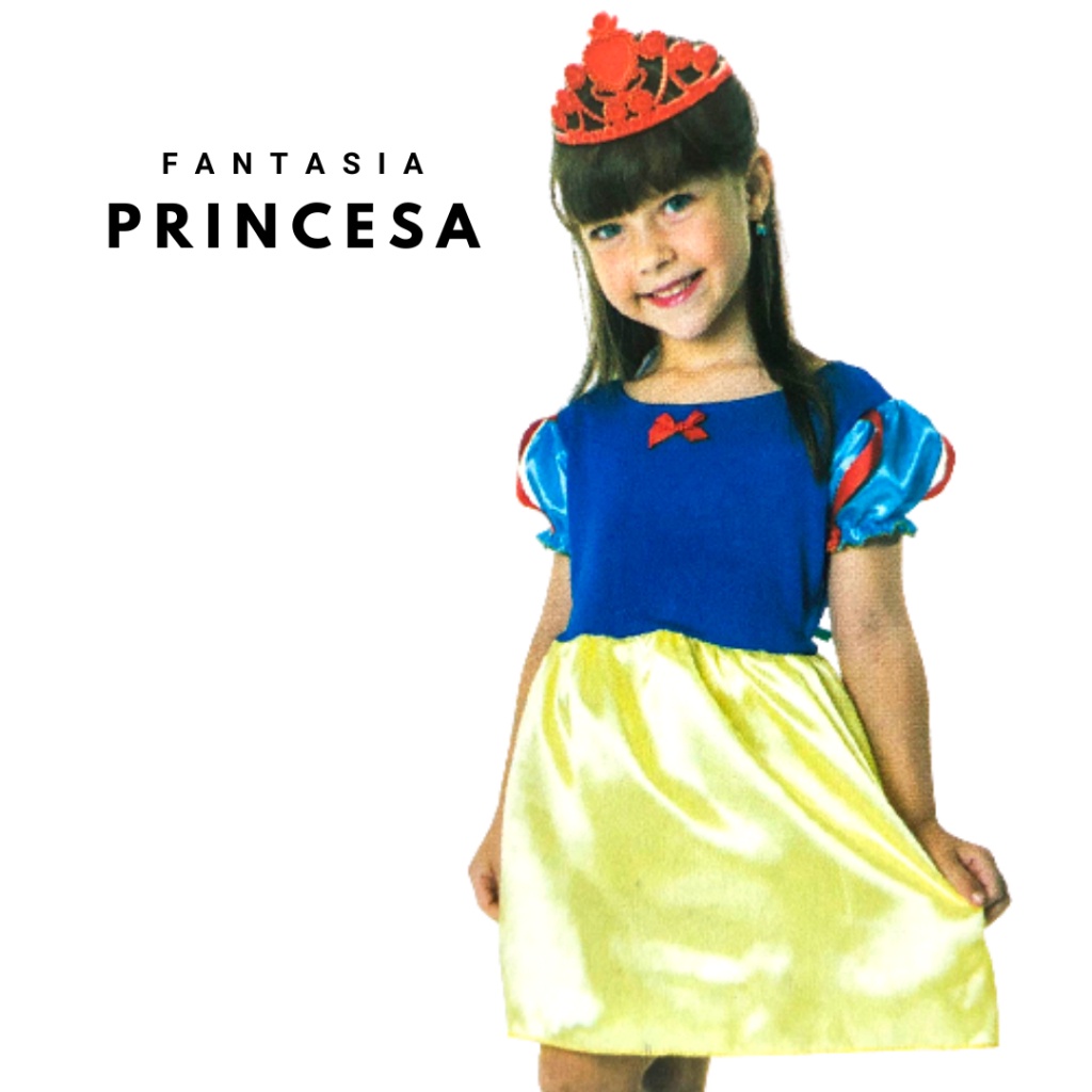 Fantasia Princesa Branca de Neve com Arquinho - Fantasia de Menina