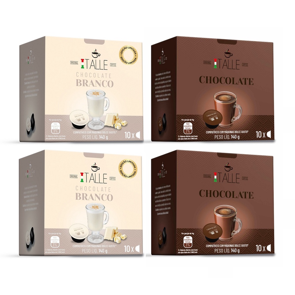 Capsula Chocolate Branco e Tradicional Dolce Gusto Café Italle Lacteos 40 Und