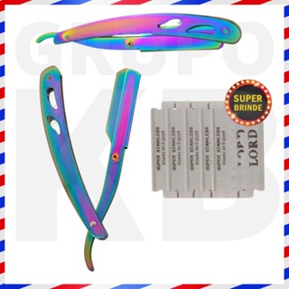 Navalha Navalhete Barbeiro Aço Inox Profissional + 10 Lâminas BRINDES
