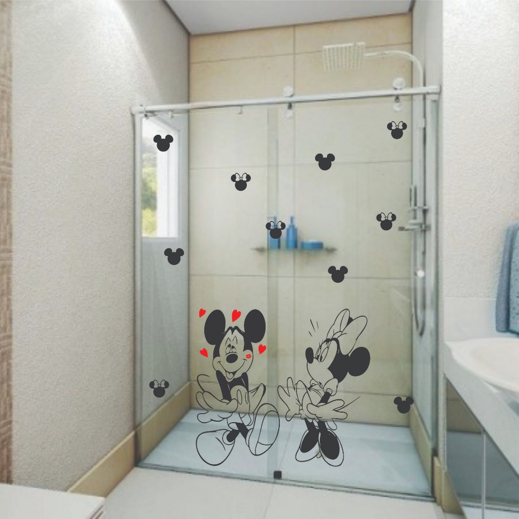 Adesivo para box de banheiro  mickey e minnie  para Geladeira | Box de banheiro | Quarto infantil | Cozinha | Geladeira