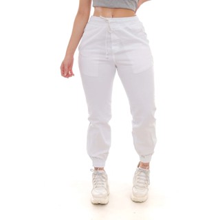 Calça Jogger Sarja Branca Feminina