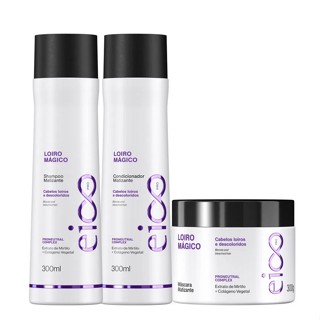 Kit Eico Pro Loiro Mágico Matizante Shampoo Sem Sal e Condicionador 300ml + Máscara Tratamento Hidratação 300g