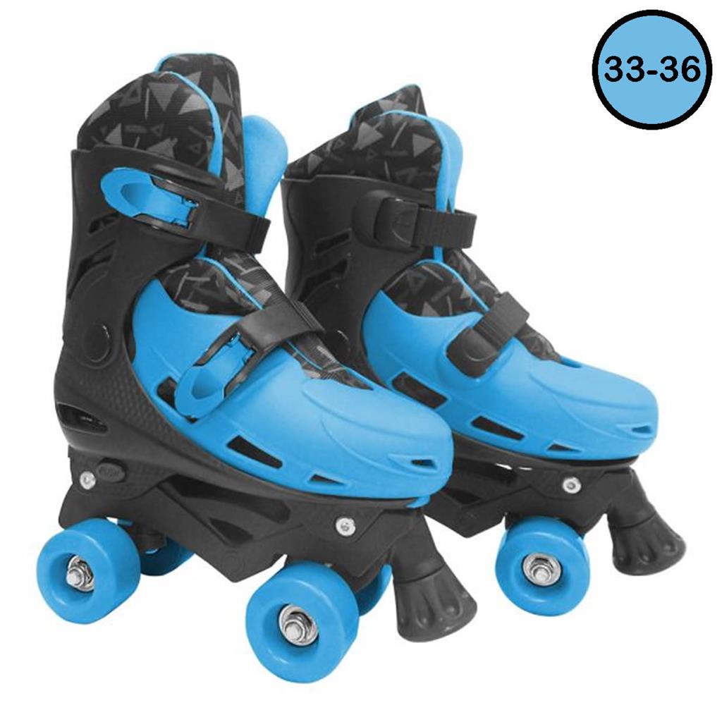 Patins Roller Ajustavel 4 rodas Azul e Preto 33-36 DMR6050M