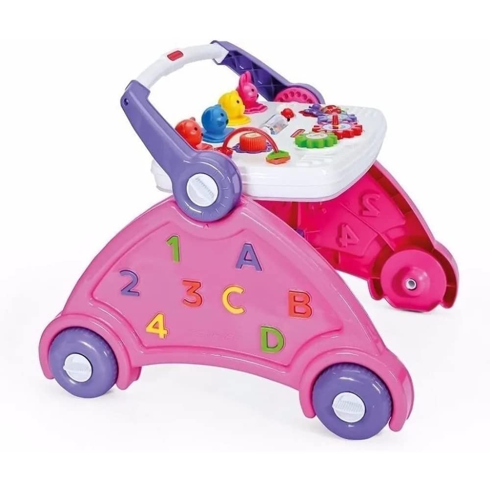 Andador Didático Infantil Rosa Poliplac com Som