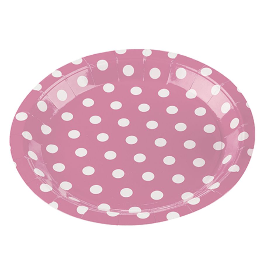 Prato Papel Biodegradável Poa Rosa Bebe - 10 unidades - 18 cm - Silver Festas
