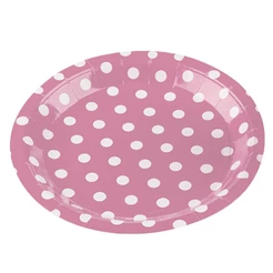 Prato Papel Biodegradável Poa Rosa Bebe - 10 unidades - 18 cm - Silver Festas