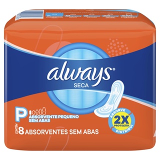 Absorvente Always Super Proteção Seca sem Abas - 8 unidades em Oferta na Shopee