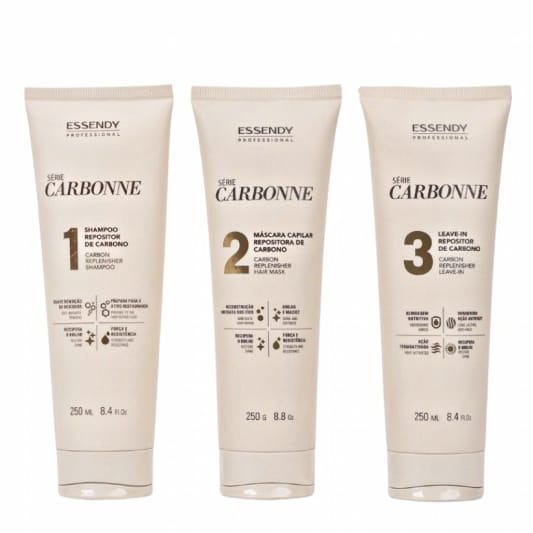 Kit Home Care Série Carbonne 250ml Essendy - Shampoo Máscara Capilar Repositora Leave-in Repositor - Promoção Pronta Ent