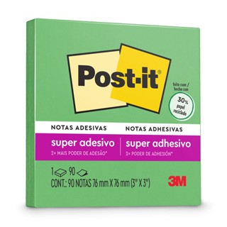 Bloco de notas super adesivas Post-it verde limão 76x76mm 90 folhas 3M