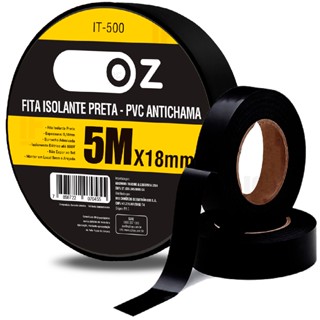 Fita Isolante Preta 5 Metros x 18mm Anti Chama Oz