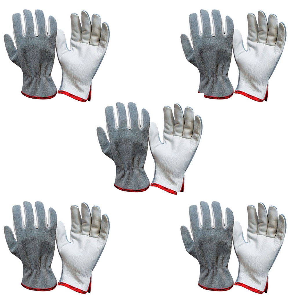 Kit C/ 5 Luva Vaqueta e Raspa Mista Petroleira Segurança Epi