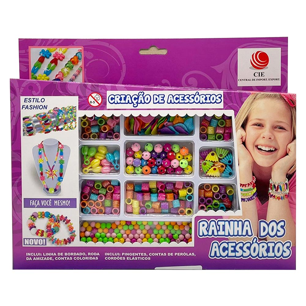 Brinquedo Kit Criação de Acessórios Pulseira Colar Pingente