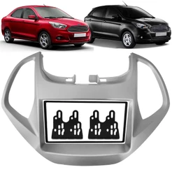 Moldura de Painel 2 Din 7" Polegadas Ka Hatch e Sedan 2015 até 2018 Com Computador Bordo Prata