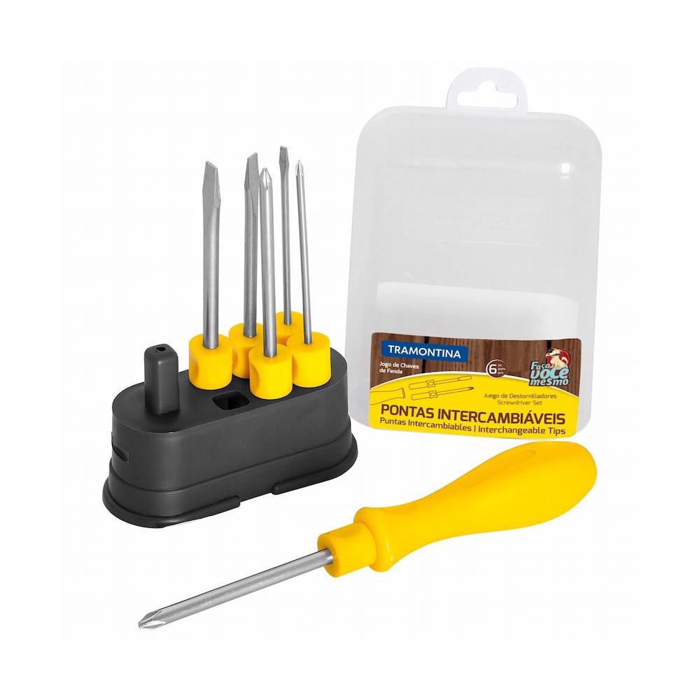 Jogo de Chaves de Fenda com Pontas Intercambiáveis 6 peças - Tramontina em Oferta na Shopee